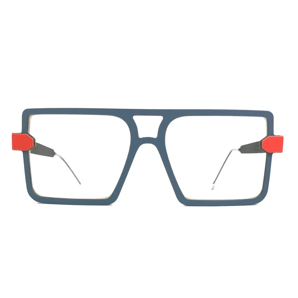 Nina Mur Eyeglasses Frames TETE A66 Blue Wave Soft Matte Wood Square 54-17-140